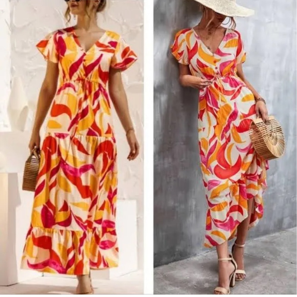 🧡💛❤️Colorful Midi Dress❤️💛🧡